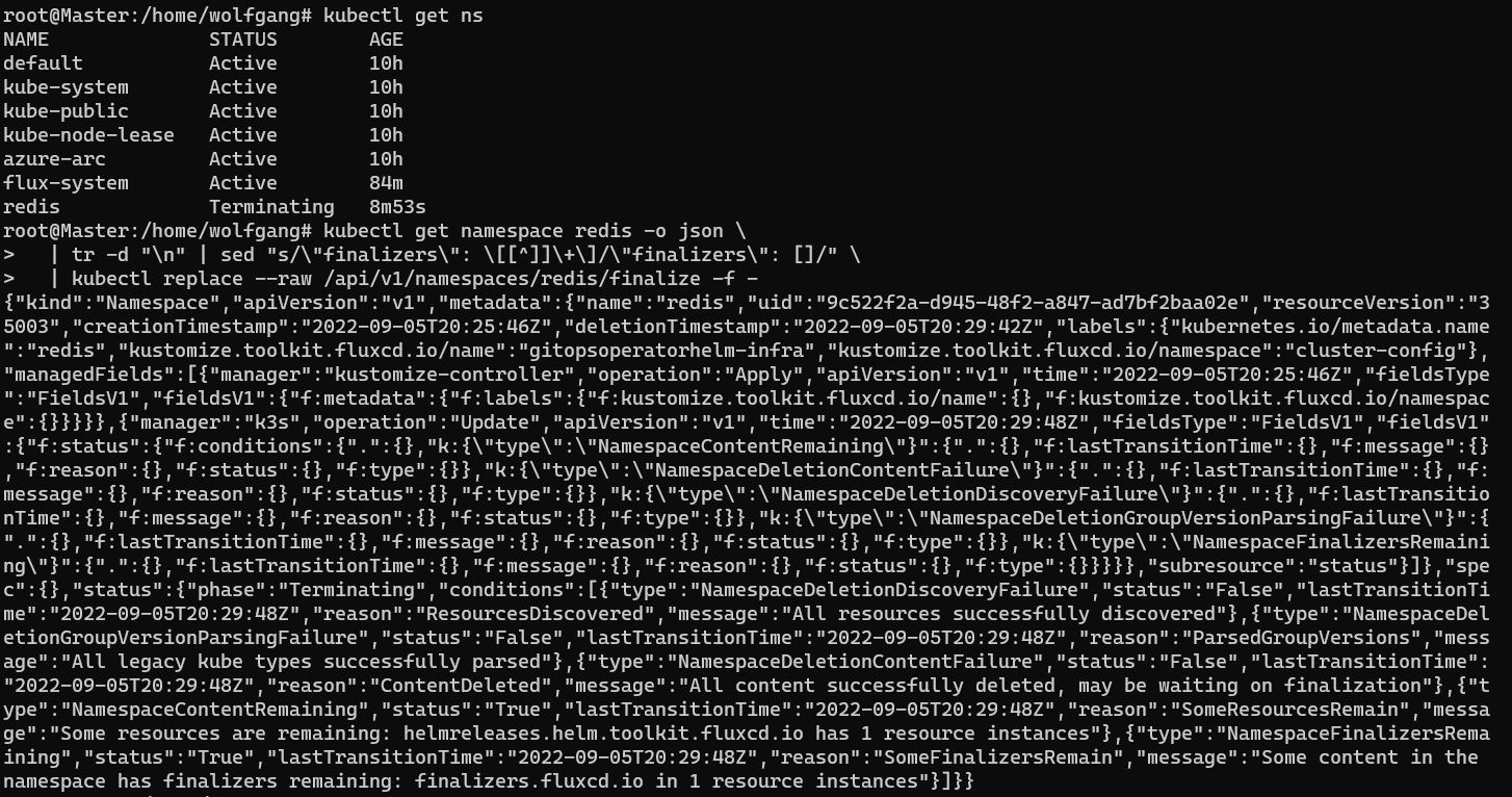 Delete the stuck Namespace